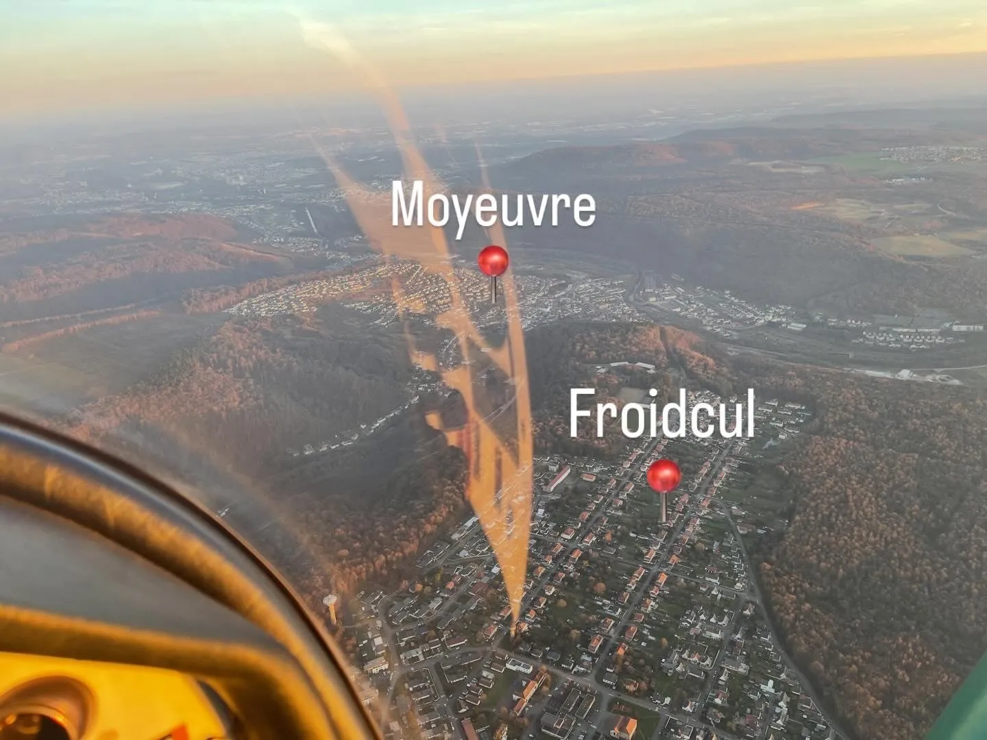 Briey et la vallée de l'Orne vues depuis l'avion